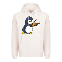 Pale Pink penguin playing violin animal Premium Hoodie - linhVisuals