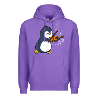 Purple penguin playing violin animal Premium Hoodie - linhVisuals