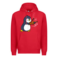 Red penguin playing violin animal Premium Hoodie - linhVisuals
