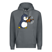 Rock penguin playing violin animal Premium Hoodie - linhVisuals