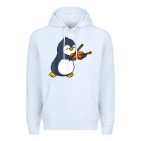 White penguin playing violin animal Premium Hoodie - linhVisuals