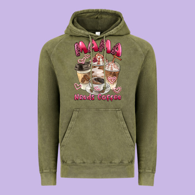 Mama Needs Coffee Vintage Hoodie Designed By Barkaloodesign