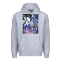 Heather Grey spaceship earth mural Premium Hoodie - linhVisuals