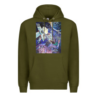 Army Green spaceship earth mural Premium Hoodie - linhVisuals