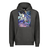 Charcoal Heather spaceship earth mural Premium Hoodie - linhVisuals