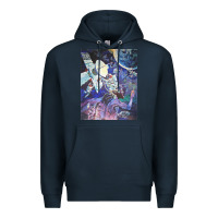 Navy spaceship earth mural Premium Hoodie - linhVisuals