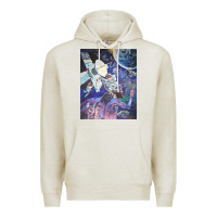 Oatmeal Heather spaceship earth mural Premium Hoodie - linhVisuals
