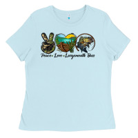 Baby Blue peace love largemouth bass Ladies Tee - LillyAllenDesigns
