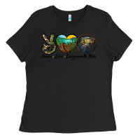 Black peace love largemouth bass Ladies Tee - LillyAllenDesigns