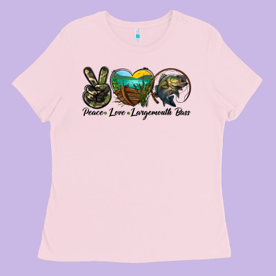 Peace Love Largemouth Bass Ladies Tee Designed By Lillyallendesigns