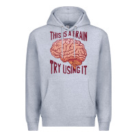 Heather Grey Brain Premium Hoodie - linhVisuals