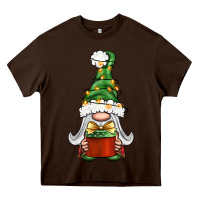 Chocolate Brown Christmas Gnome With Gift Heavy Core Tee - BundleAndBundleShop