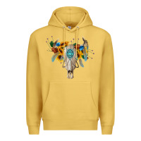 Antique Gold boho bull skull Premium Hoodie - BarkalooDesign