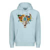 Blue Mist boho bull skull Premium Hoodie - BarkalooDesign
