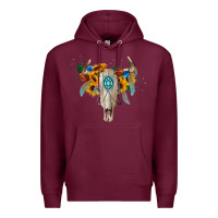 Burgundy boho bull skull Premium Hoodie - BarkalooDesign