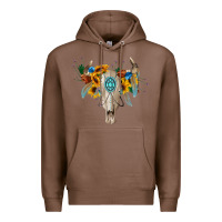 Chestnut boho bull skull Premium Hoodie - BarkalooDesign