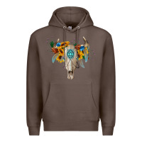 Coffee boho bull skull Premium Hoodie - BarkalooDesign