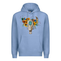Colony Blue boho bull skull Premium Hoodie - BarkalooDesign