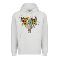 Dove Grey boho bull skull Premium Hoodie - BarkalooDesign