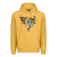 Mustard boho bull skull Premium Hoodie - BarkalooDesign