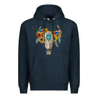 Navy boho bull skull Premium Hoodie - BarkalooDesign