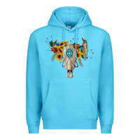 Ocean Blue boho bull skull Premium Hoodie - BarkalooDesign