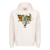 Pale Pink boho bull skull Premium Hoodie - BarkalooDesign
