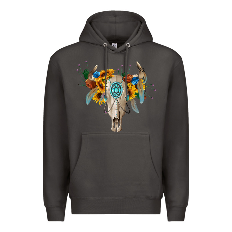 Boho Bull Skull Premium Hoodie by BarkalooDesign | Teevron