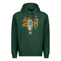 Sports Green boho bull skull Premium Hoodie - BarkalooDesign