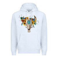 White boho bull skull Premium Hoodie - BarkalooDesign