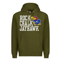 Army Green rock chalk jayhawk ku tshirt Premium Hoodie - linhVisuals