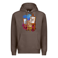 Coffee french bulldog painting bulldog artist art animals graphic long sleeve Premium Hoodie - linhVisuals