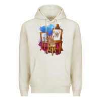 Oatmeal Heather french bulldog painting bulldog artist art animals graphic long sleeve Premium Hoodie - linhVisuals