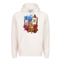 Pale Pink french bulldog painting bulldog artist art animals graphic long sleeve Premium Hoodie - linhVisuals