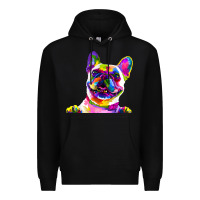 Black frenchie french bulldog pop art portrait bouledogue t shirt Premium Hoodie - linhVisuals
