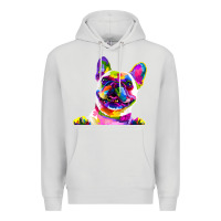 Dove Grey frenchie french bulldog pop art portrait bouledogue t shirt Premium Hoodie - linhVisuals