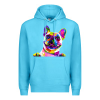 Ocean Blue frenchie french bulldog pop art portrait bouledogue t shirt Premium Hoodie - linhVisuals