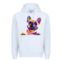 White frenchie french bulldog pop art portrait bouledogue t shirt Premium Hoodie - linhVisuals