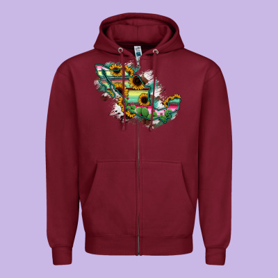 Guerrero Mexico Sunflower Map Zipper Hoodie Designed By Ranaportraitstore