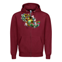 Burgundy Guerrero Mexico Sunflower Map Zipper Hoodie - RanaPortraitStore