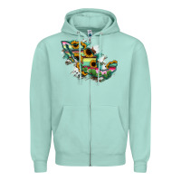 Seafoam Guerrero Mexico Sunflower Map Zipper Hoodie - RanaPortraitStore