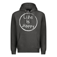 Charcoal Heather life is happy Premium Hoodie - linhVisuals