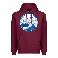 Burgundy River Mountain Badge Premium Hoodie - linhVisuals