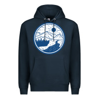 Navy River Mountain Badge Premium Hoodie - linhVisuals