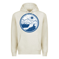 Oatmeal Heather River Mountain Badge Premium Hoodie - linhVisuals