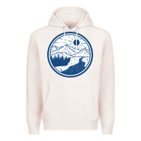 Pale Pink River Mountain Badge Premium Hoodie - linhVisuals