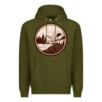 Army Green River Forest Brown Premium Hoodie - linhVisuals