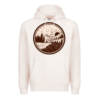 Pale Pink River Forest Brown Premium Hoodie - linhVisuals