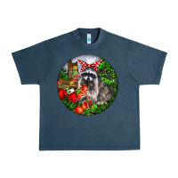 Midnight Navy Christmas Raccoon Urban Heavy Tee - LillyAllenDesigns