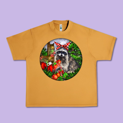 Christmas Raccoon Urban Heavy Tee Designed By Lillyallendesigns